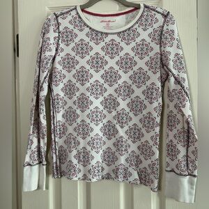 Eddie Bauer Long Sleeve Floral Crew Neck Warm Winter Cotton Thermal Shirt Size M
